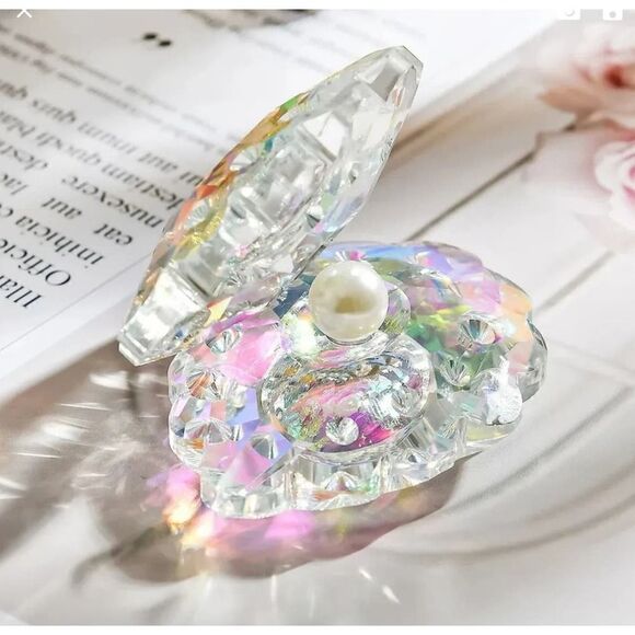 New! Crystal Shell w/Pearl  Home Decor Beautiful and Colorful - Picture 2 of 3